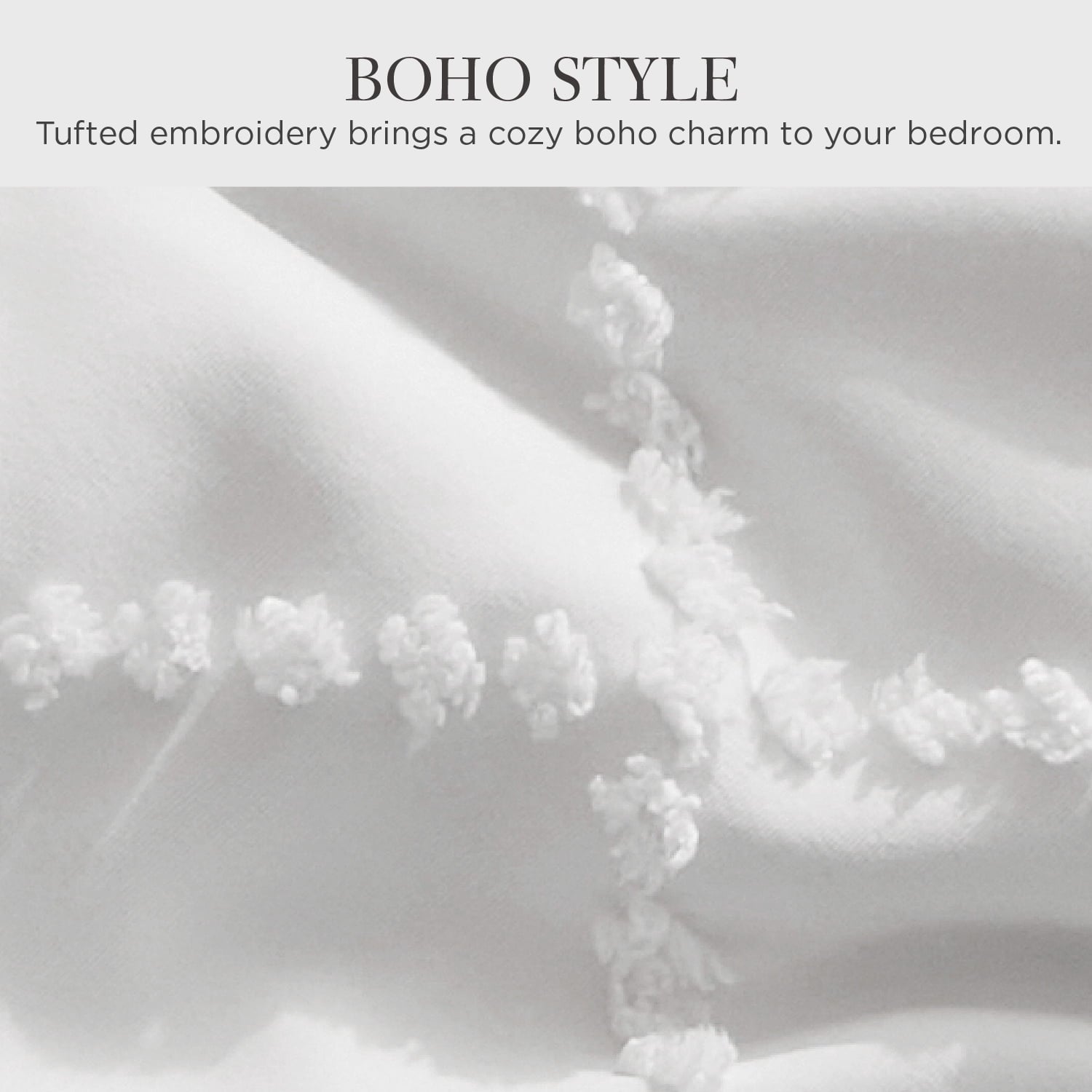 U by Bedsure Queen Comforter Set, Boho Tufted Shabby Chic Bedding Comforter Set, 3 Pieces Farmhouse Bed Set for All Seasons, White Bedding S - Image 3