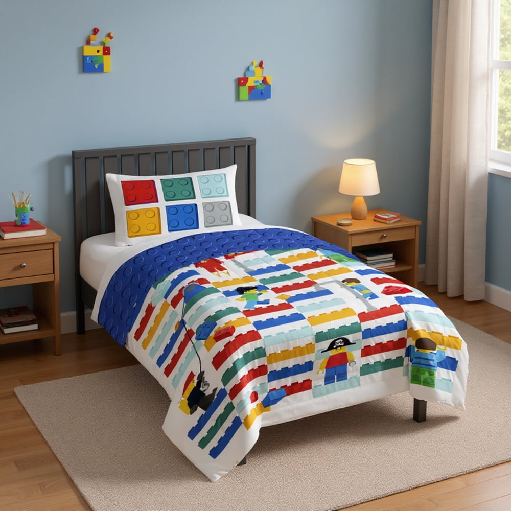 LEGO Kids 2 Piece Multicolor Reversible Comforter and Pillowcase Bedding Set, Twin/Full - Image 2