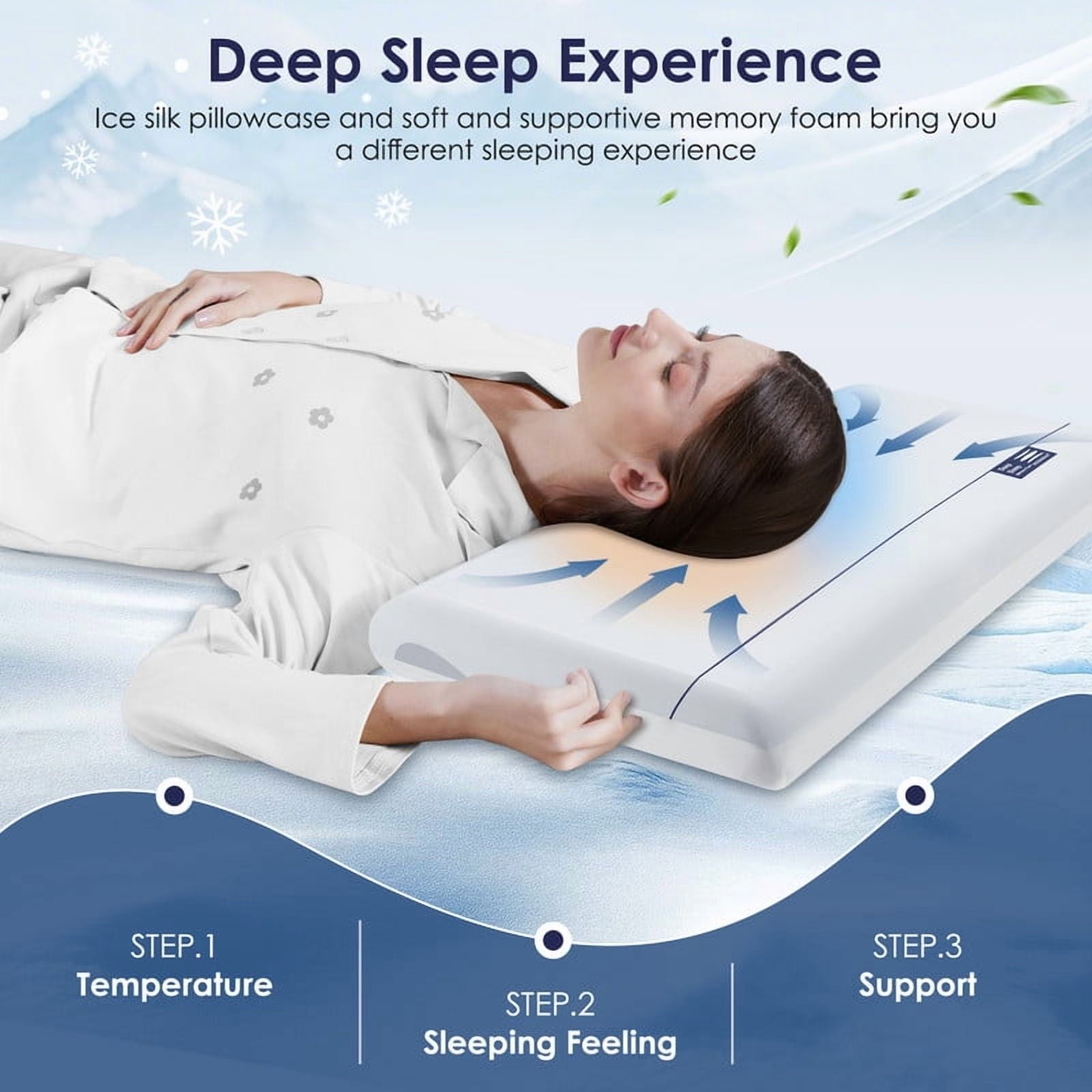 MOONORAH Cooling Memory Foam Bed Pillow for Neck Pain Relief, Two-Sided Cooling Pillow for Back, Stomach and Side Sleepers, Two Firmness, Ho - Image 5