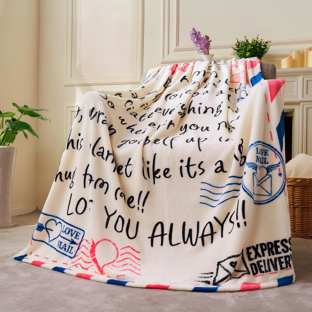 Blanket for Mom 50" x 60" Soft Flannel Throw Blanket Birthday Mother's Day Gift，Ivory White - Image 5