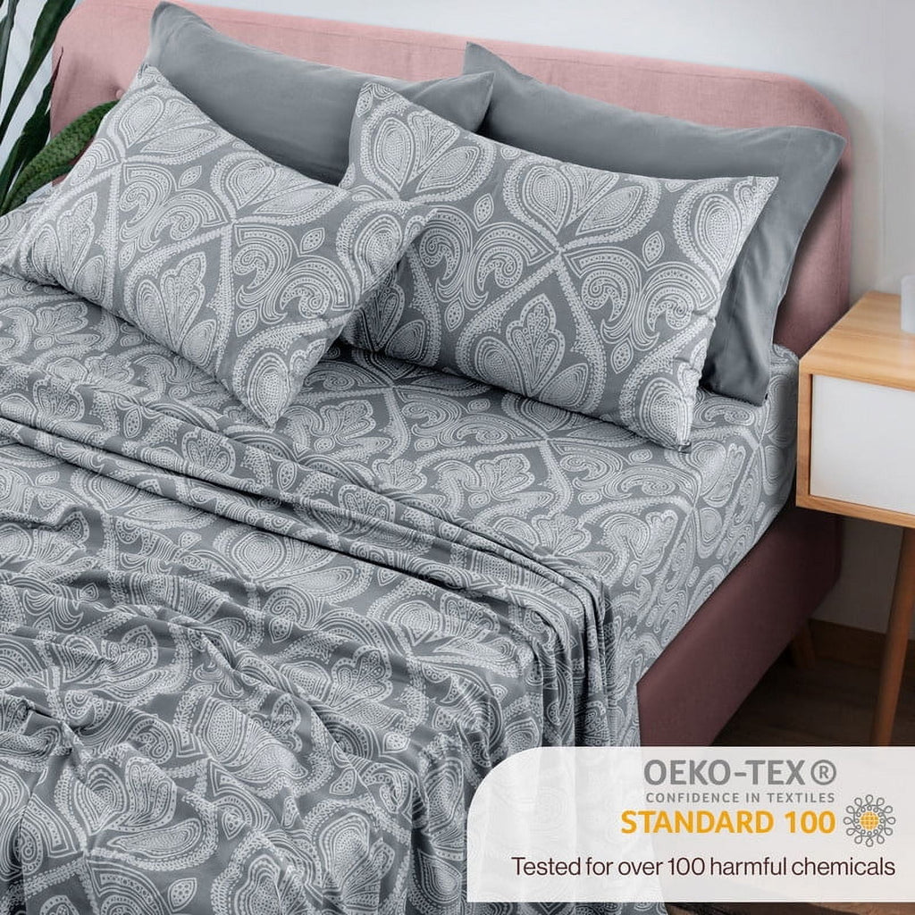 6-Piece Bed Sheet Set, Deep Pocket Queen Sheets Up to 16 Inch, 1 Flat Sheet , 1 Fitted Sheet & 4 Pillowcases (Queen, ... - Image 3
