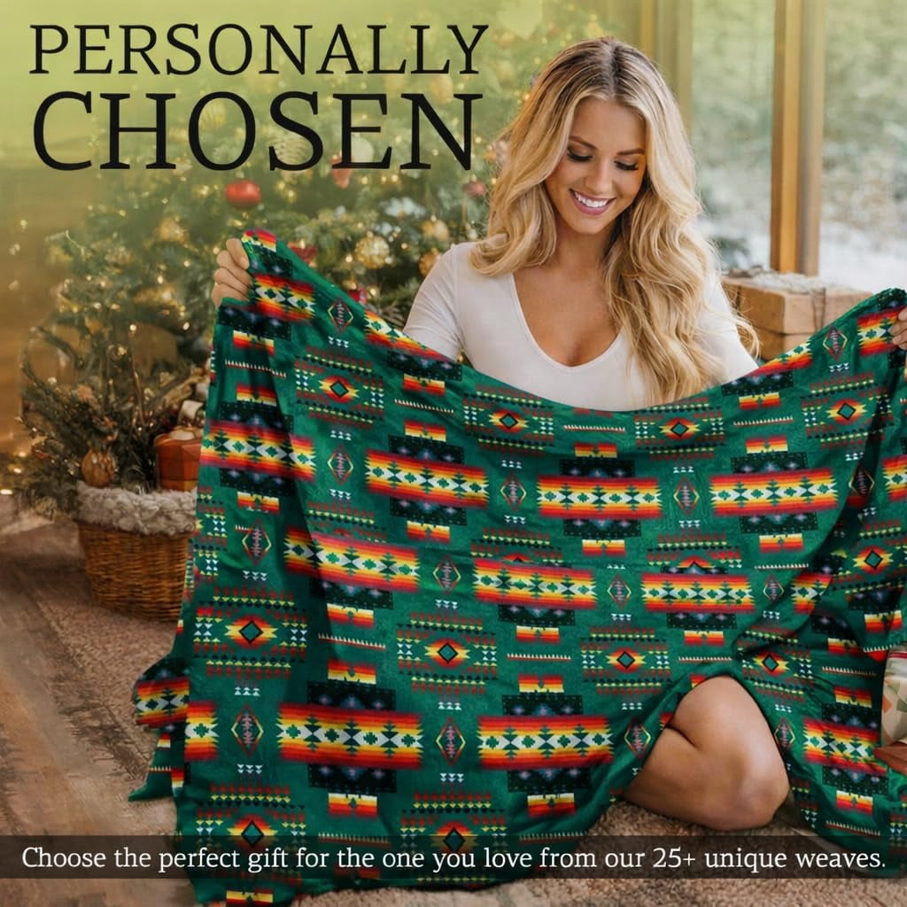 Sacred Thread Fleece Blanket South Western, Reversible Mexican, Vibrant Aztec Blankets and Throws for Aztec Decor for Home (Lake Flannel / F - Image 5