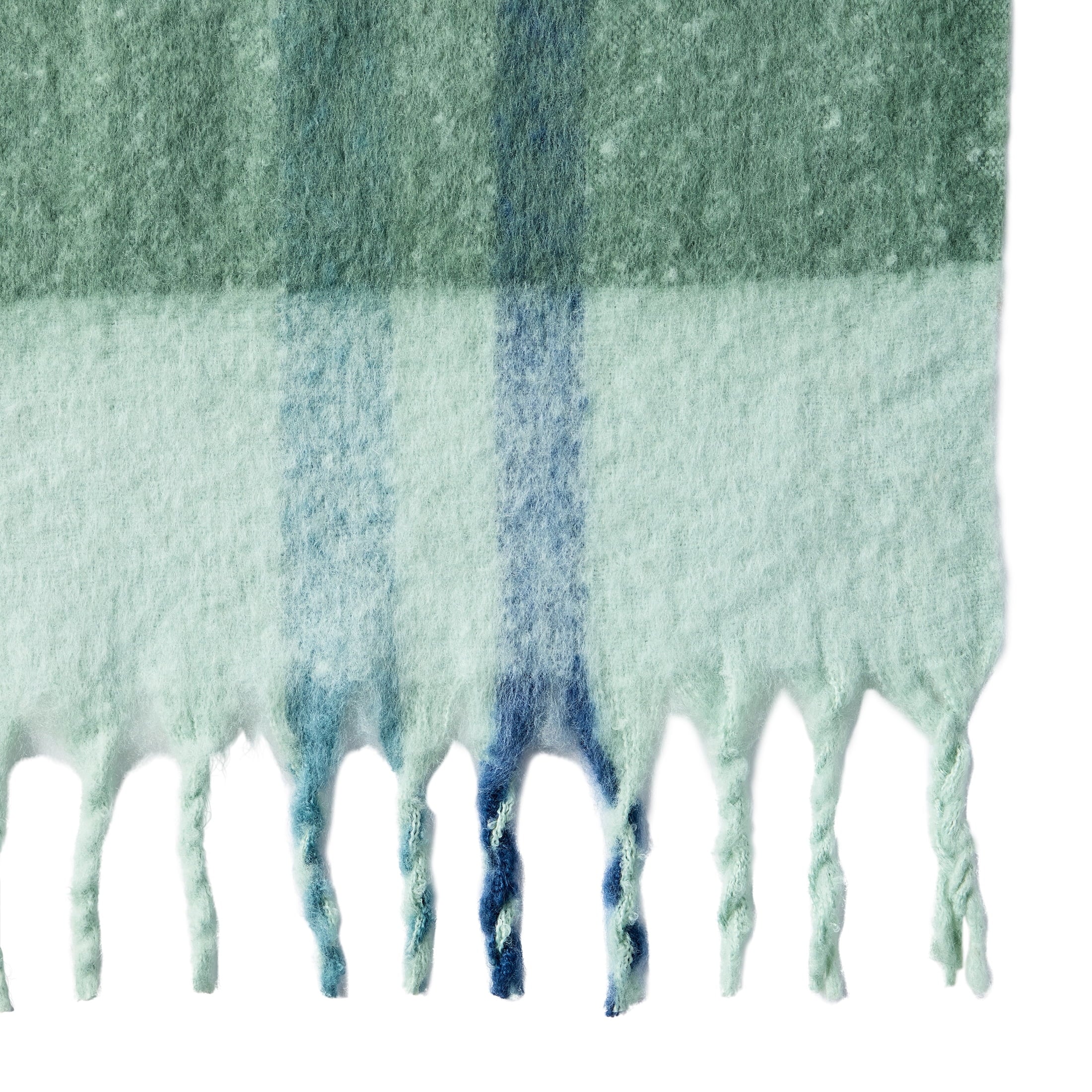 Faux Mohair Cozy Couch Throw Blanket Green Plaid, 50x72" - Image 4