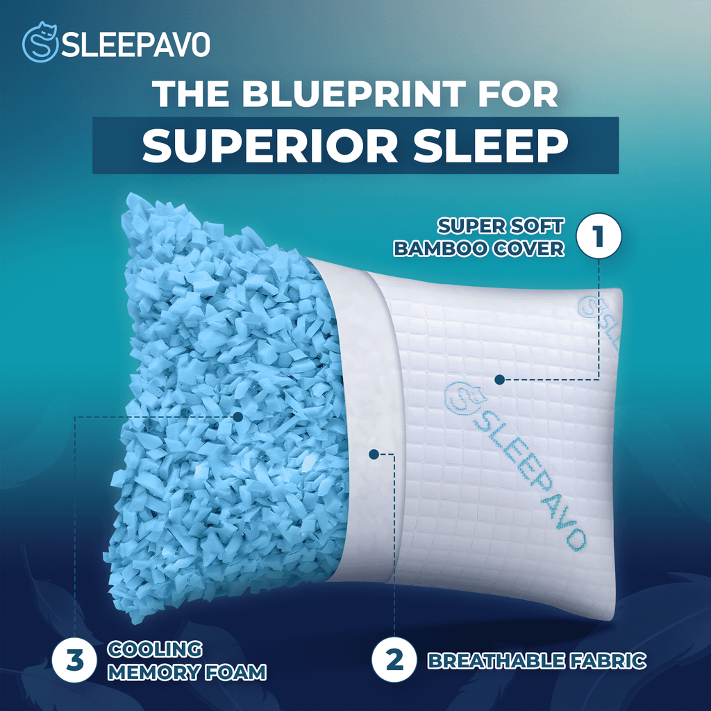 Adjustable Shredded Memory Foam Pillows Queen Size Set of 2 - Extra Soft Cooling Bamboo Bed Pillows for Sleeping - Ba... - Image 5
