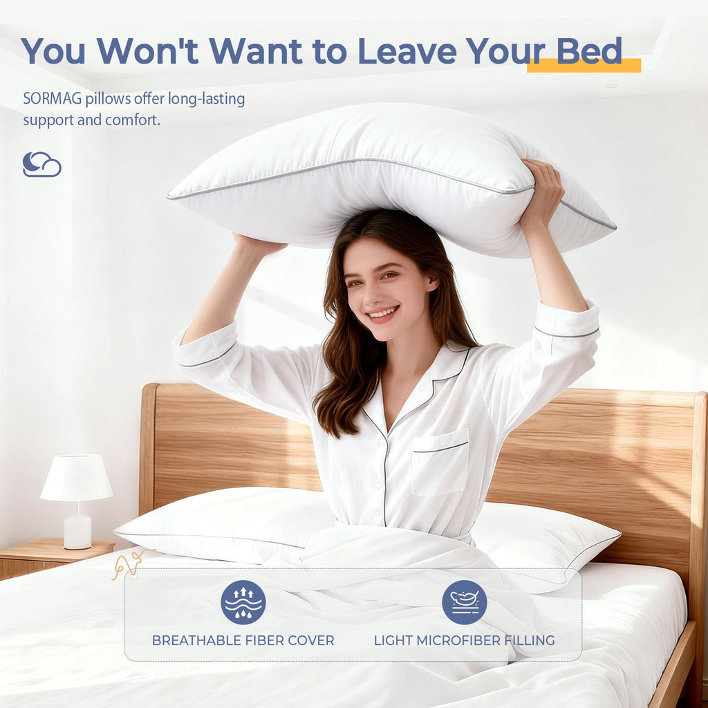 Pillows Queen Size Set of 2, Bed Pillows for Side and Back Sleepers, Soft Down Alternative Pillows, Hotel Quality and... - Image 6