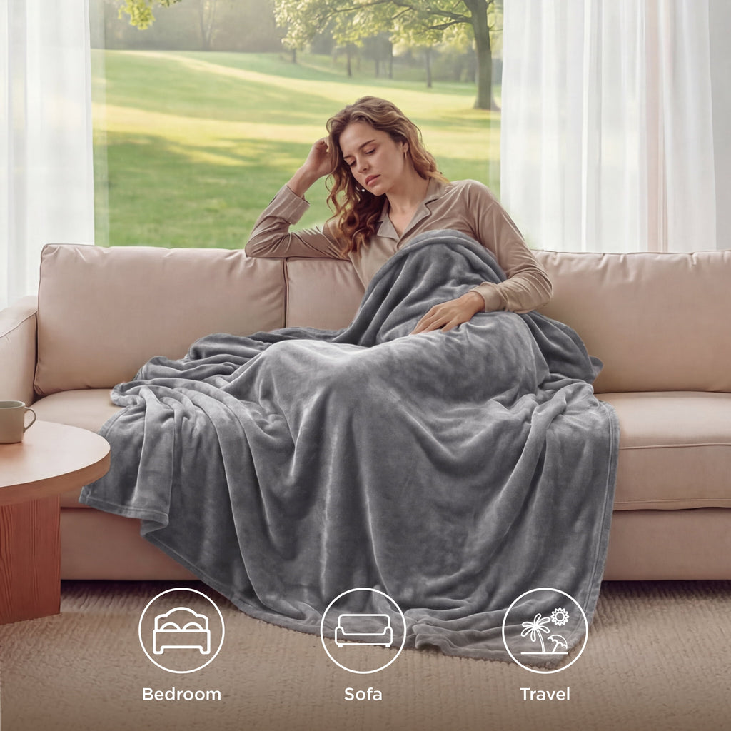 U by Bedsure Fleece Throw Blanket for Couch Grey, Lightweight Plush Fuzzy Cozy Soft Blankets and Throws for Sofa, 50x60 inches - Image 6