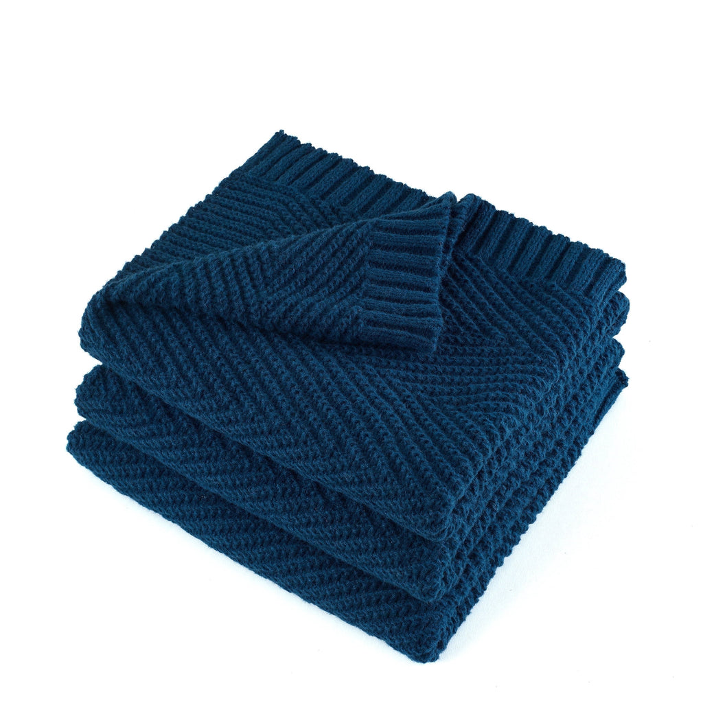 Soft Knitted Throw Blanket 50" x 60" Navy Blue, Boho Chevron Farmhouse Throw for Bed Couch - Image 6
