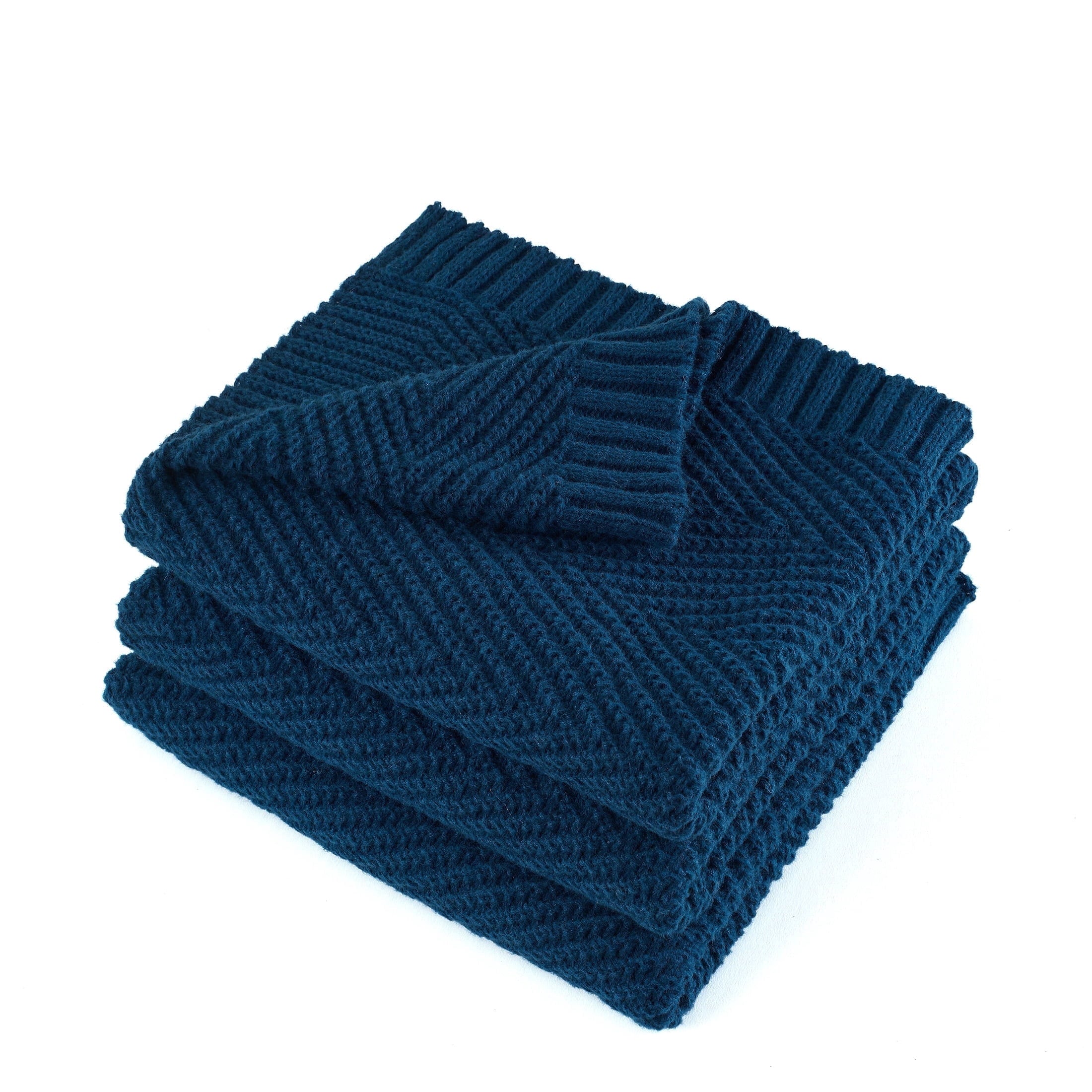 Soft Knitted Throw Blanket 50" x 60" Navy Blue, Boho Chevron Farmhouse Throw for Bed Couch - Image 6