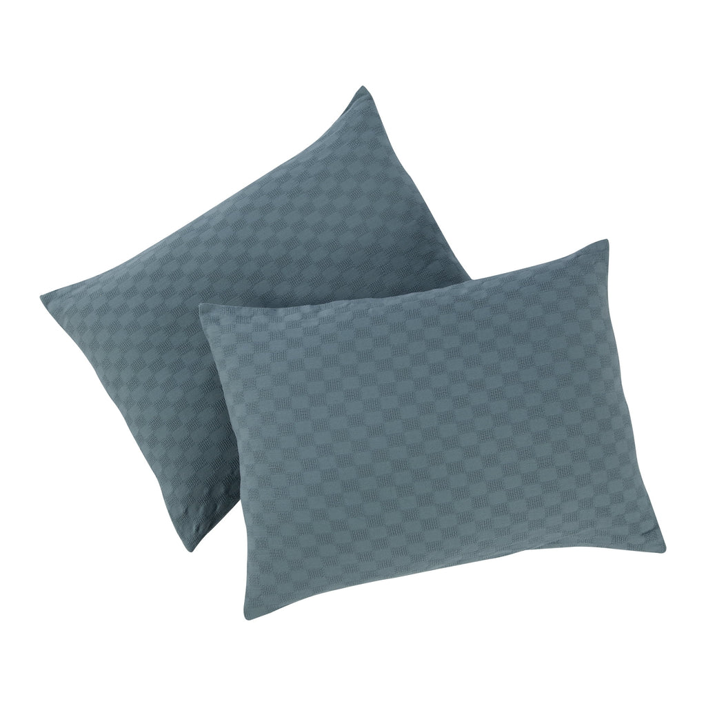 Better Homes & Gardens Full/Queen Comforter Set, All-Season, 3-Piece, Nimbus Blue Block Weave - Image 4