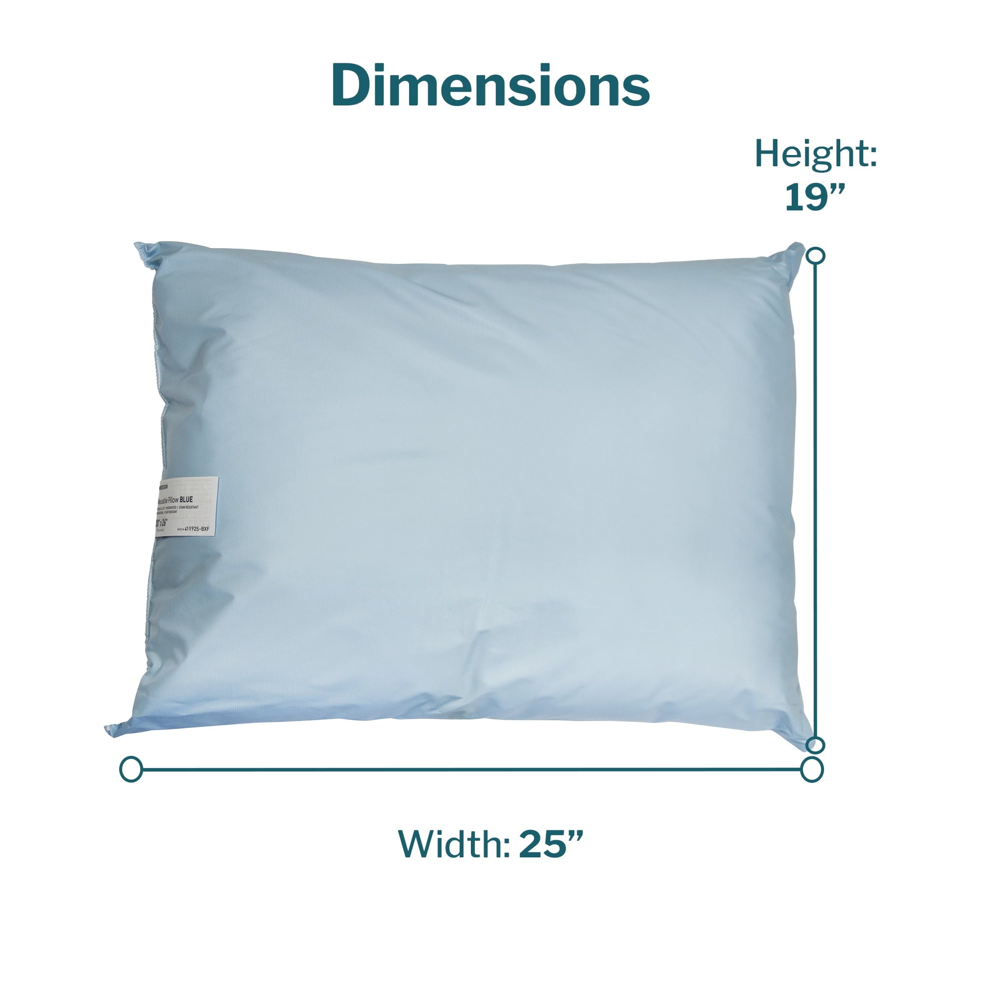 Reusable Water-Resistant Soft Polyester Fill Blue Bed Pillow, 19" x 25", 1 Ct - Image 4