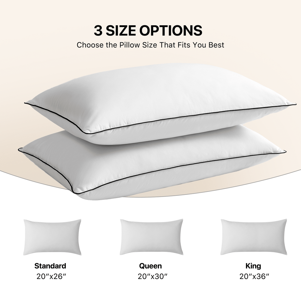 Feather Down Pillows Set of 2, Medium Firm Hotel Bed Pillow 2 Pack, Queen Size, 20 x 30 in. - Image 3