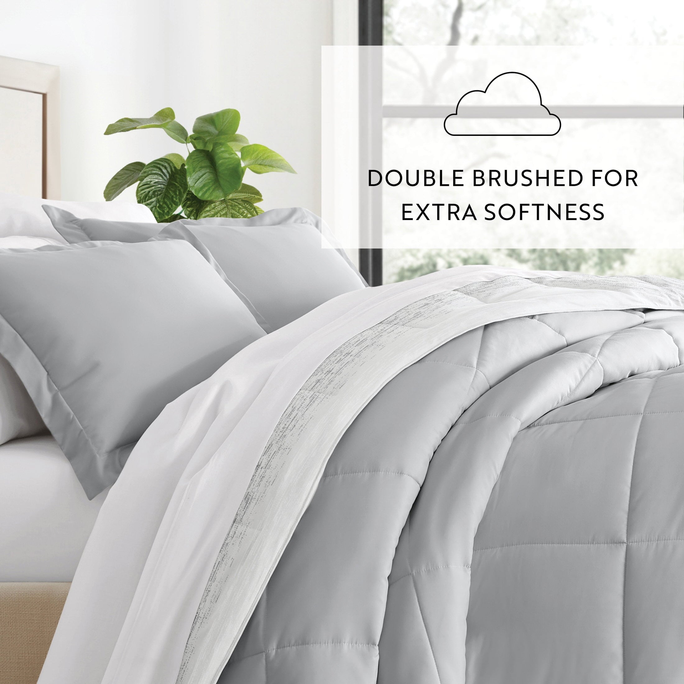 All Season Ultra Soft Comforter Set Lightweight Bedding in Gray/Black Ombre for Full/Queen Size - Image 5