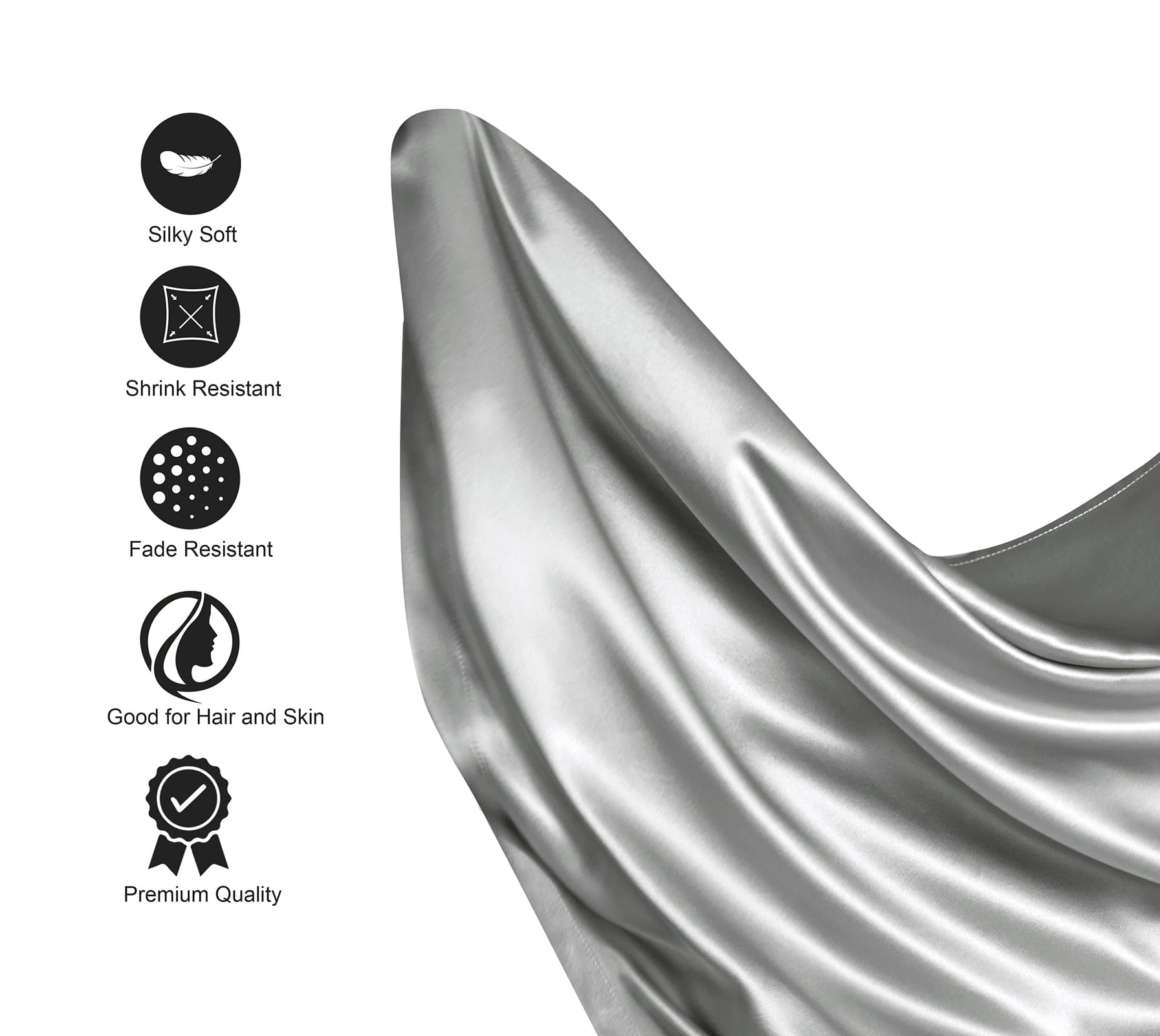 Luxury Satin Sheets Set Full Size Light Gray, 4-Piece Bedding Sets with Deep Pockets - Soft and Smooth Satin Bed Sheets for Ultra Comfort an - Image 3