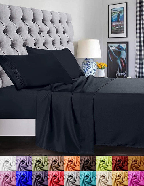 1800 Series Microfiber Bed Sheets 6-Piece Set, Deep Pocket, Queen Black - Image 2