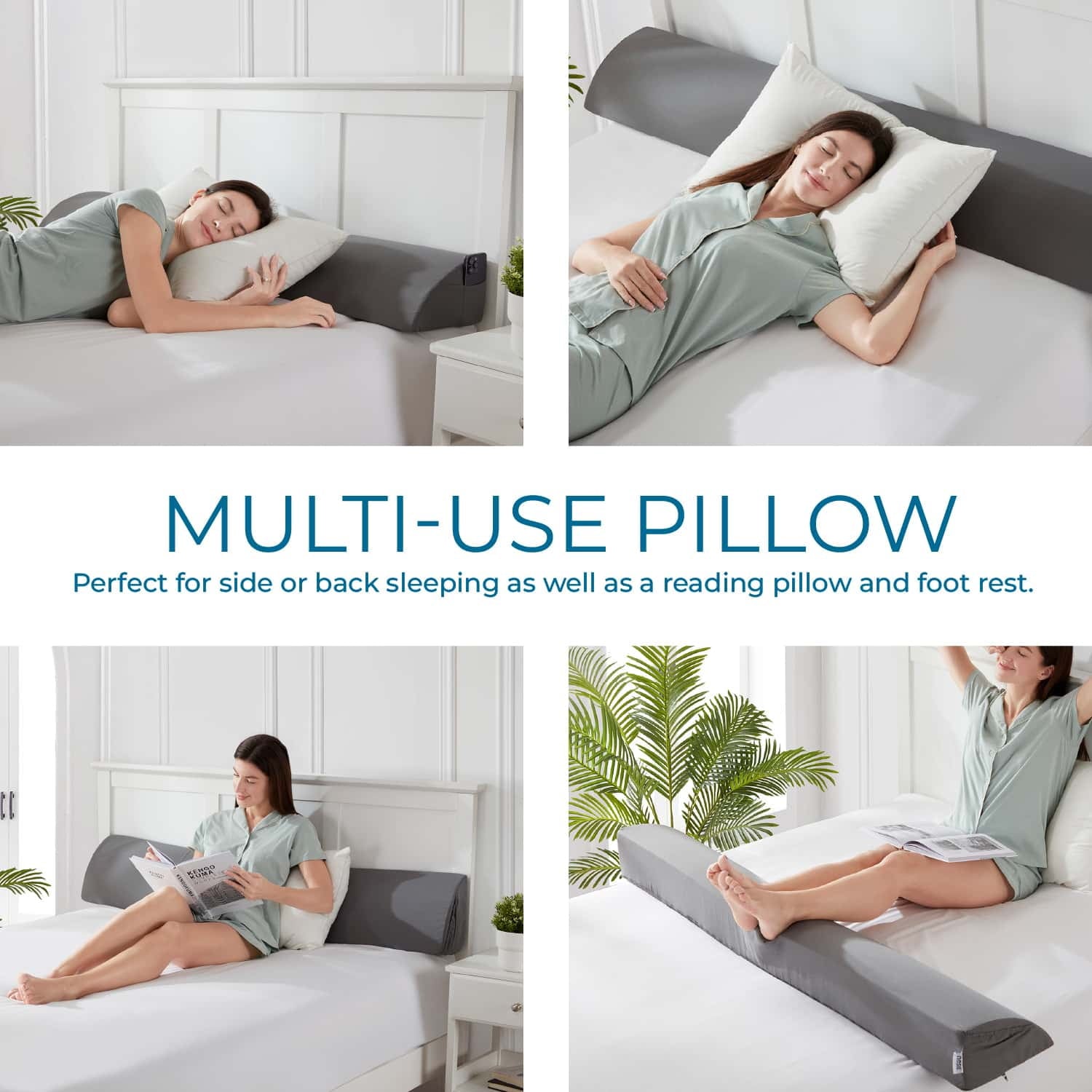 Bed Wedge Pillow for Headboard, Mattress Gap Filler Headboard Pillow, Queen Size - Image 2