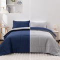 Queen Comforter Set All Season Reversible Bed Set with 2 Pillow Cases 3 Pieces Bedding Sets Down Alternative Blue/Gra...