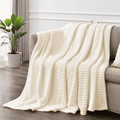 Throw Size Blanket, Extra Soft Lightweight Bed Blanket with Strip , Plush Fuzzy Cozy Throws for Couch, Bed, Sofa Cozy...